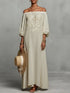Vacation One Shoulder Linen Bohemian Dress for Women Sleeve