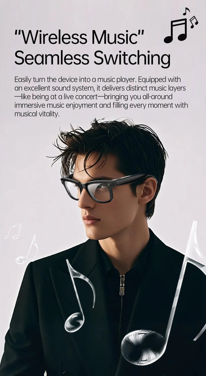 AI Smart Glasses 5 Million Pixels Recording Videos Photo Recognition Answer Translation 290mAh IP66 Waterproof Bluetooth Glasses