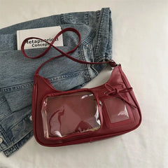 New Transparent Ita Bag School Crossbody Handbag Korean Y2K Pain Shoulder Bag Japanese Designer Preppy Handbag Zippered Bag