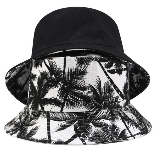 （Summer6）1 Pc Two Side Bucket Hat For Men Women Hip Hop Fisherman Hat Adult Summer Flat Cap