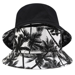（Summer6）1 Pc Two Side Bucket Hat For Men Women Hip Hop Fisherman Hat Adult Summer Flat Cap