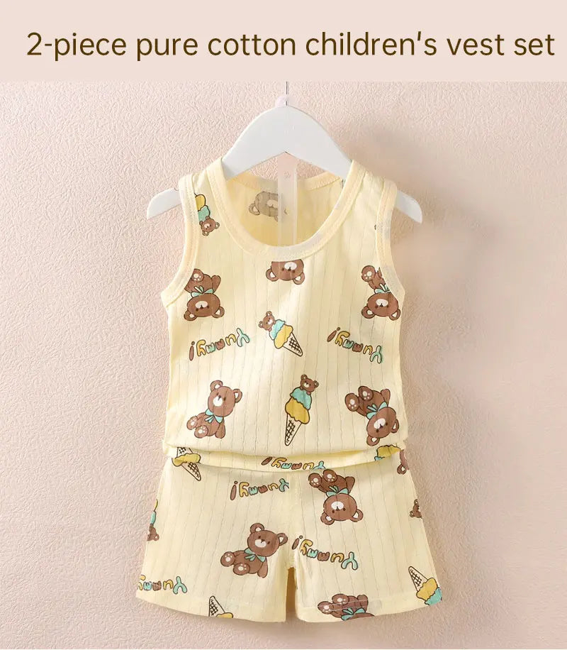 Kids Summer Vest Shorts Set Breathable Baby Clothing