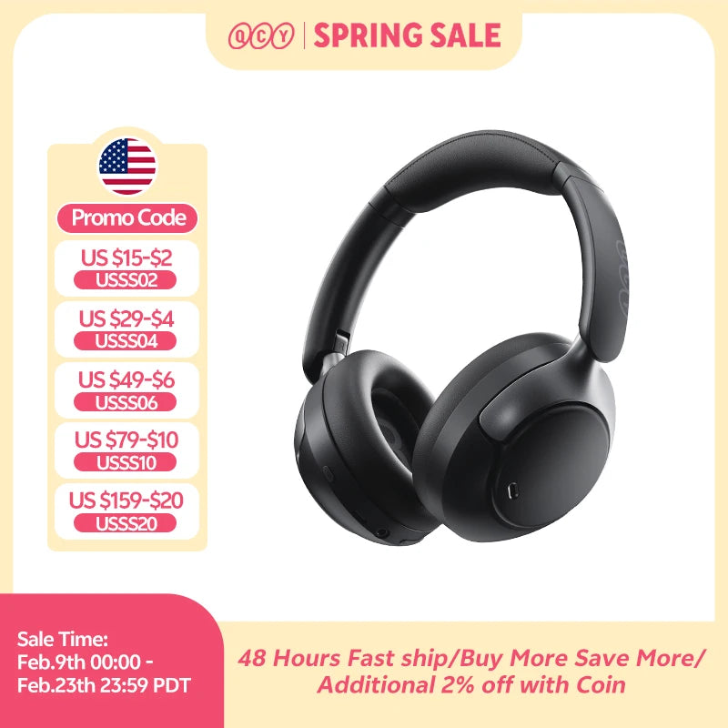 Wireless ANC Over Ear Headphones with Noise Cancellation