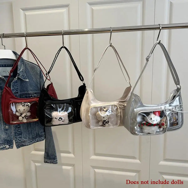 New Transparent Ita Bag School Crossbody Handbag Korean Y2K Pain Shoulder Bag Japanese Designer Preppy Handbag Zippered Bag