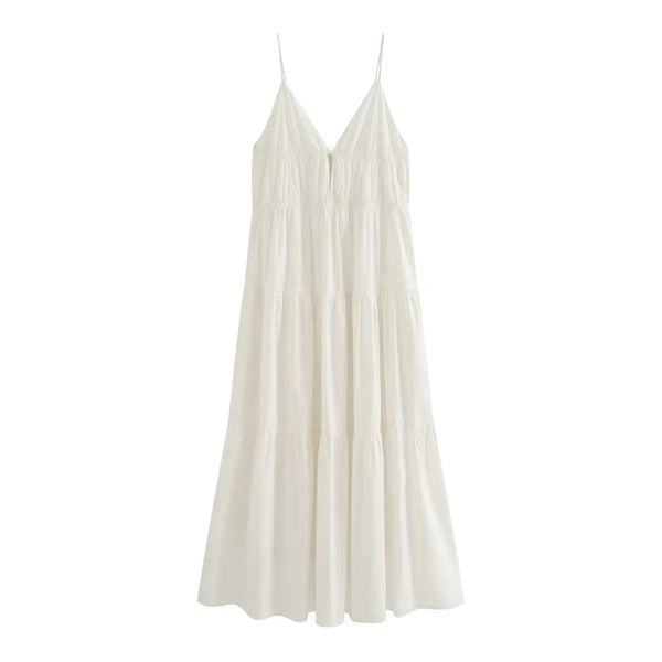 Vacation-style White Camisole Dress, Fairy Summer French High-end Sexy Backless Beach Dress