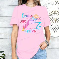 Cruise Squad 2026 Print Tee Shirts Family Birthday Cruise Women's Harajuku T-shirt Short Sleeve Female Clothing Street Tee Tops