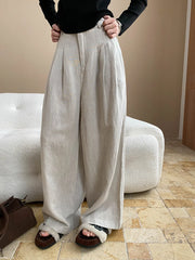 Lightweight travel comfort semi elastic high waist slimming casual wide leg pants