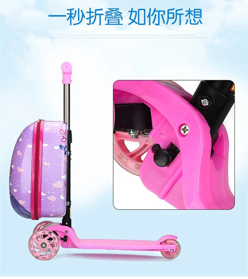 New cute skateboard suitcase scooter children&