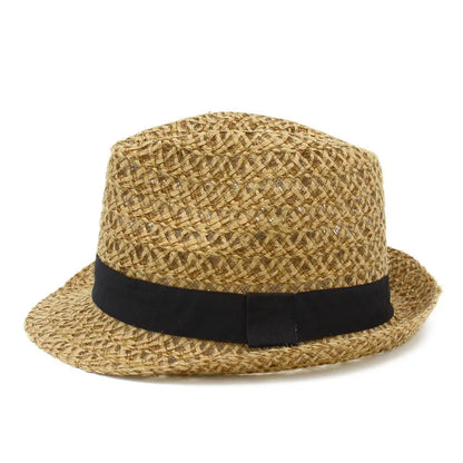 Summer Linen Straw Sun Hat for Men and Women Travel