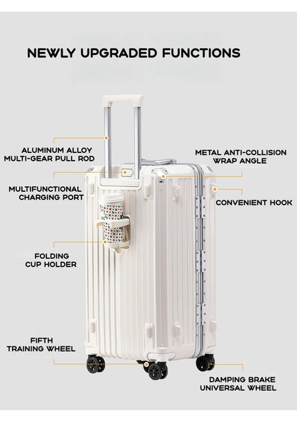 2024 New Durable Large Capacity Luggage Sets Suitcase USB Charging Men Carry-On Boarding Travel 24/26/28/30/34