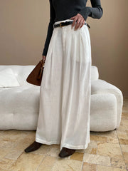 Lightweight travel comfort semi elastic high waist slimming casual wide leg pants