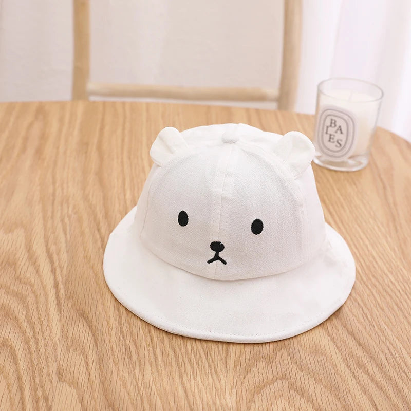Cute Bear Baby Bucket Hat with Ears Cotton Sun Cap