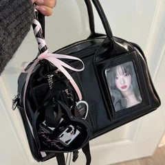 Compact K-pop crossbody bag for petite frames Stylish niche Boston pillow-shaped shoulder bag for women