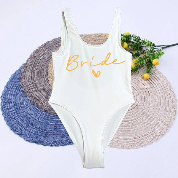 Women Bridal Bathing Suit Team Bride One-Piece Bachelorette Party Shower Hen Party Bridesmaid Swimsuit Girls Wedding Swimwear