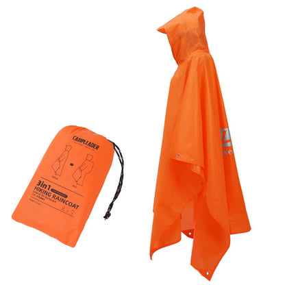 3 In 1 Waterproof Rain Poncho for Hiking and Camping