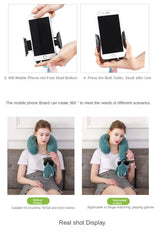Travel Pillow with Mobile Phone Holder Lazy U-shaped Neck Support Cartoon Pillow with 360 Flexible Rotating Mobile Phone Holder