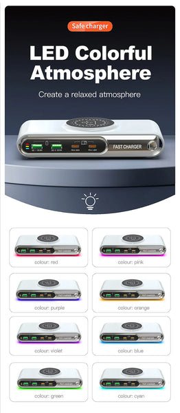 New 72W Multifunction Charger Wireless Charger 4-Port PD+QC USB Type-C Quick Charger Home Travel Office Convenient For Phone
