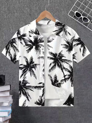 Children's Clothing Hawaiian Shirts for Children Leaf Print Casual Beach Fashion Shirt Outdoor Clothes for Children Short Sleeve