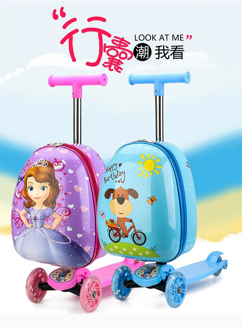 New cute skateboard suitcase scooter children&