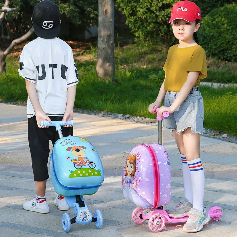 New cute skateboard suitcase scooter children&