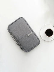 Travel Document Organizer - Waterproof Passport Holder with RFID Blocking, Multi-Card Slots & Zipper Pocket for Airplane/Train