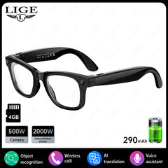 AI Smart Glasses 5 Million Pixels Recording Videos Photo Recognition Answer Translation 290mAh IP66 Waterproof Bluetooth Glasses