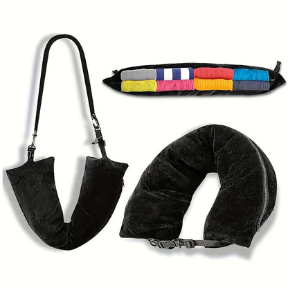 2 in 1 Travel Neck Pillow with Clothing Storage Bag
