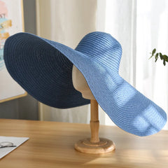 Summer Large Wide Brim Foldable Sun Hats For Women Oversized Sun Shade Hat Travel Straw Hat Lady UV Protection Beach Hat