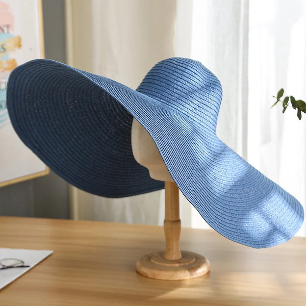 Summer Large Wide Brim Foldable Sun Hats For Women Oversized Sun Shade Hat Travel Straw Hat Lady UV Protection Beach Hat
