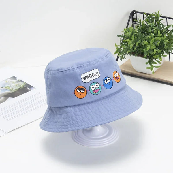 Korean Cute Cartoon Children Bucket Hats Boys Girls Outdoor Sun Hats Kids Caps with Windproof Rope Kids Accessories