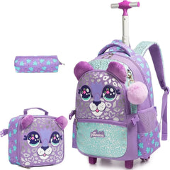 Children's School Bags Kids Rolling Backpack for Girls Luggage Suitcase with Wheels Trolley Wheeled Backpacks for School Travel