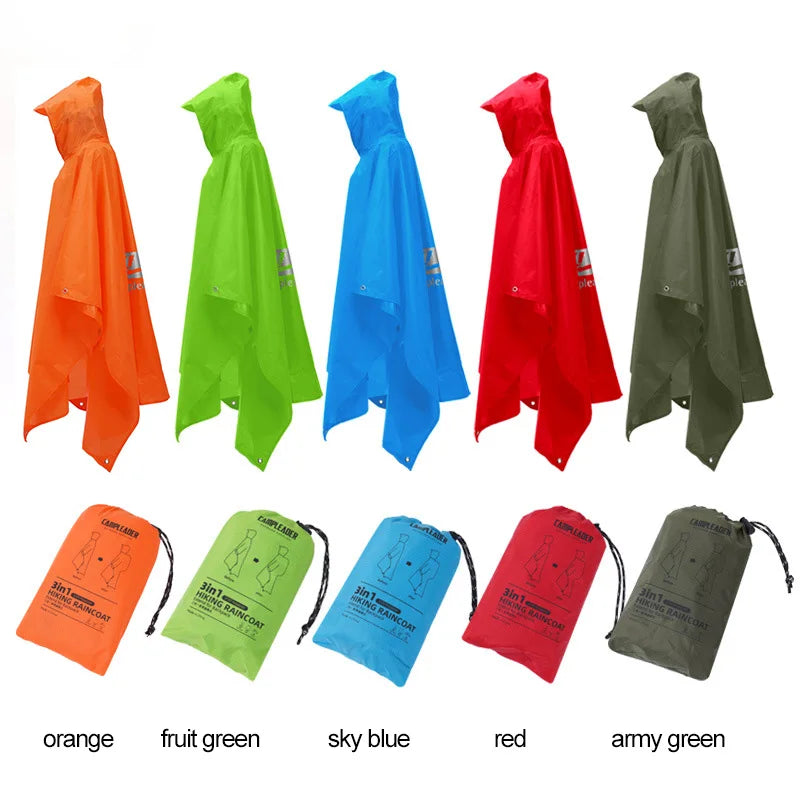 3 In 1 Waterproof Rain Poncho for Hiking and Camping