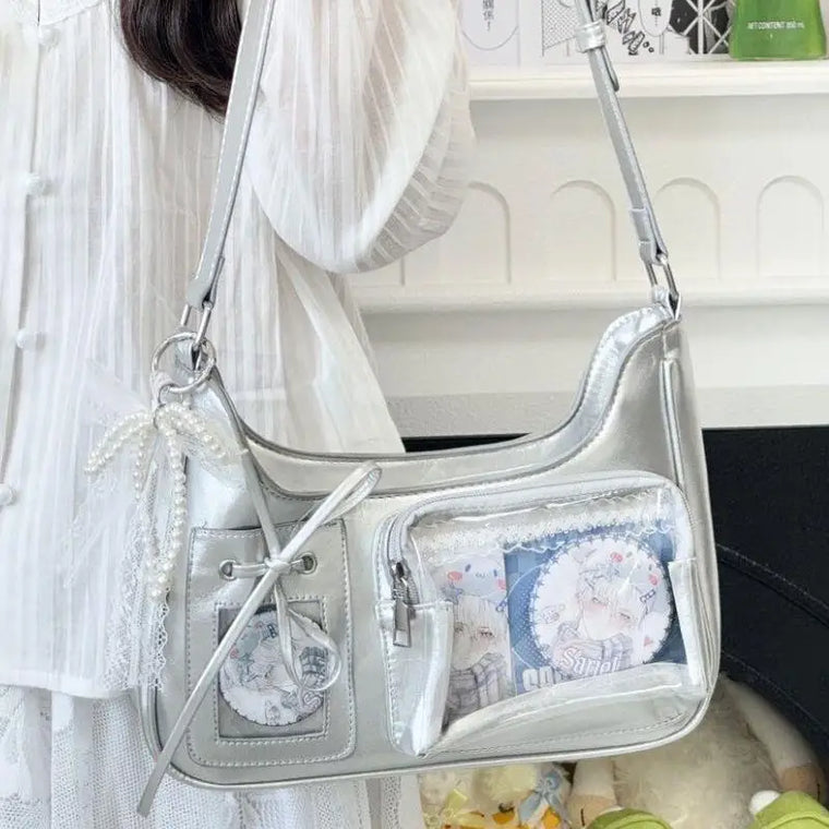 New Transparent Ita Bag School Crossbody Handbag Korean Y2K Pain Shoulder Bag Japanese Designer Preppy Handbag Zippered Bag