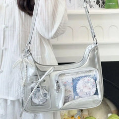 New Transparent Ita Bag School Crossbody Handbag Korean Y2K Pain Shoulder Bag Japanese Designer Preppy Handbag Zippered Bag