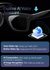AI Smart Glasses 5 Million Pixels Recording Videos Photo Recognition Answer Translation 290mAh IP66 Waterproof Bluetooth Glasses