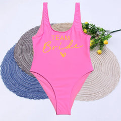 Women Bridal Bathing Suit Team Bride One-Piece Bachelorette Party Shower Hen Party Bridesmaid Swimsuit Girls Wedding Swimwear