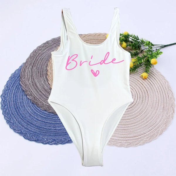 Women Bridal Bathing Suit Team Bride One-Piece Bachelorette Party Shower Hen Party Bridesmaid Swimsuit Girls Wedding Swimwear