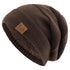 Unisex Fur Lined Winter Beanie Hat Warm Knitted Cap