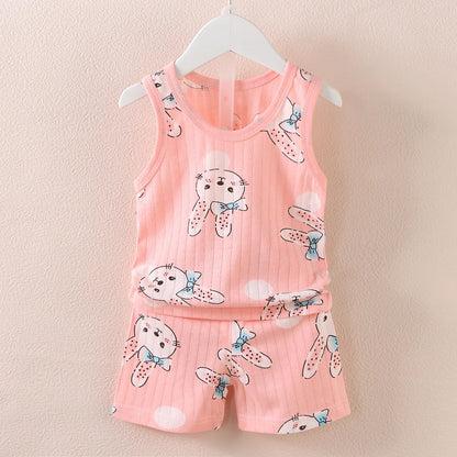 Kids Summer Vest Shorts Set Breathable Baby Clothing