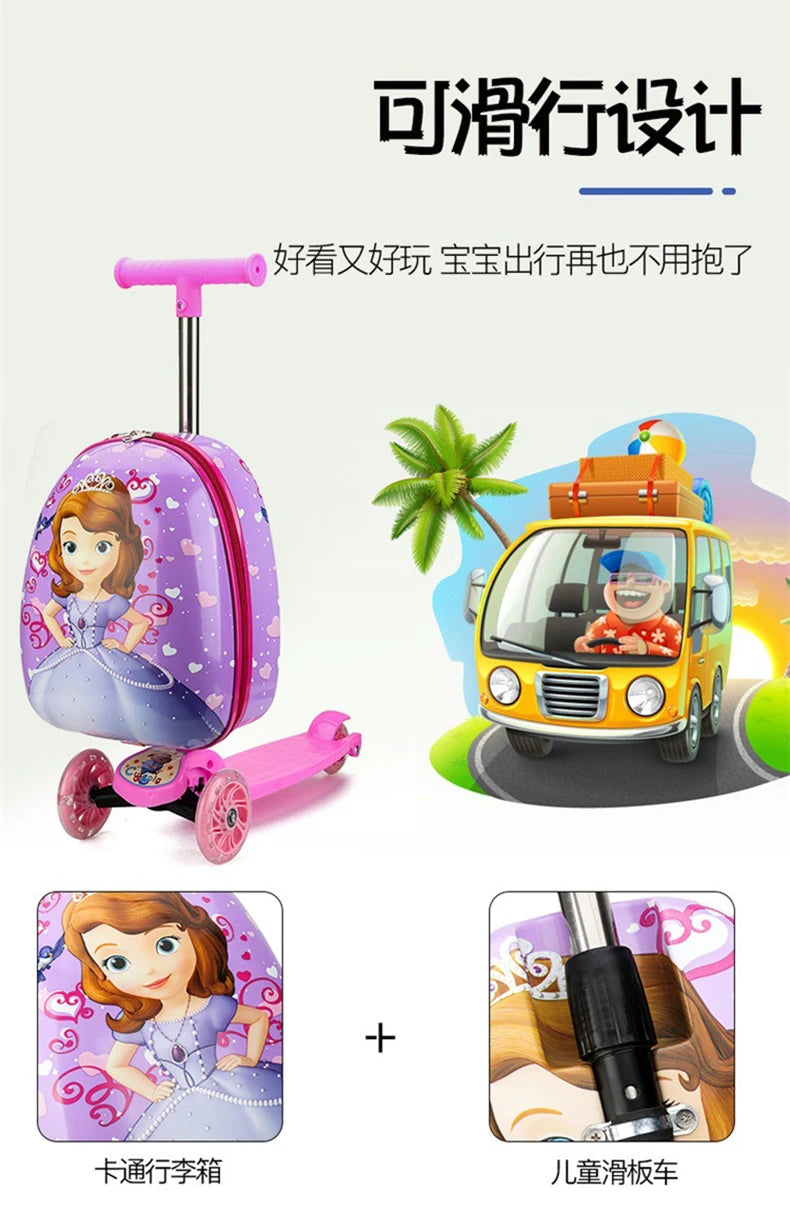 New cute skateboard suitcase scooter children&