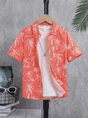 Children's Clothing Hawaiian Shirts for Children Leaf Print Casual Beach Fashion Shirt Outdoor Clothes for Children Short Sleeve