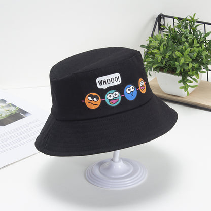 Korean Cartoon Kids Bucket Hat with Windproof Strap