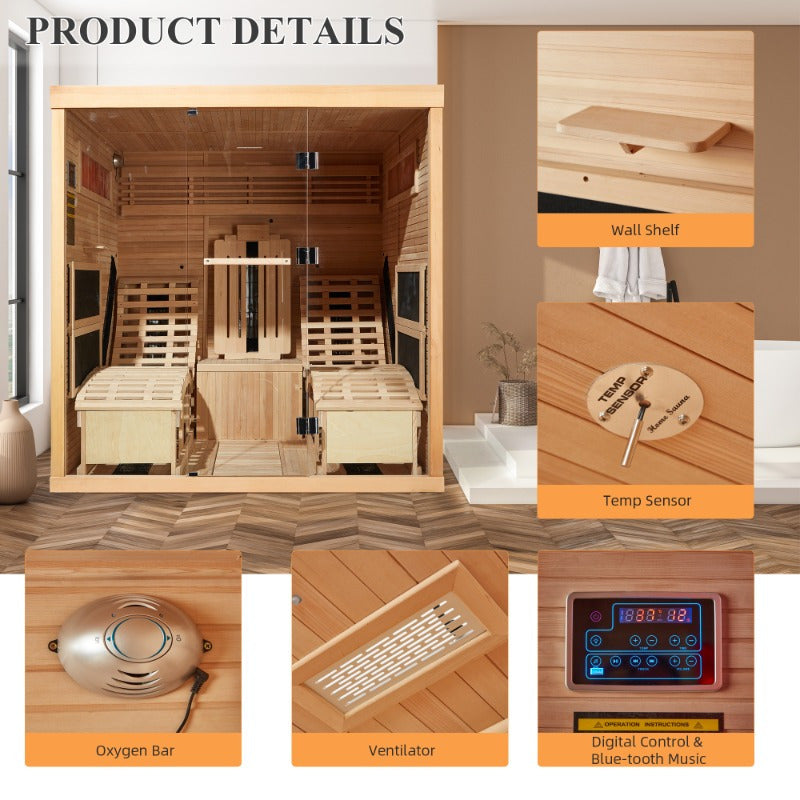 2Person Infrared Sauna with Recliner for Home Spa Relaxation